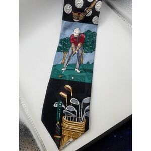 Tabasco Golf Tie Silk Black Red Green Mens Necktie